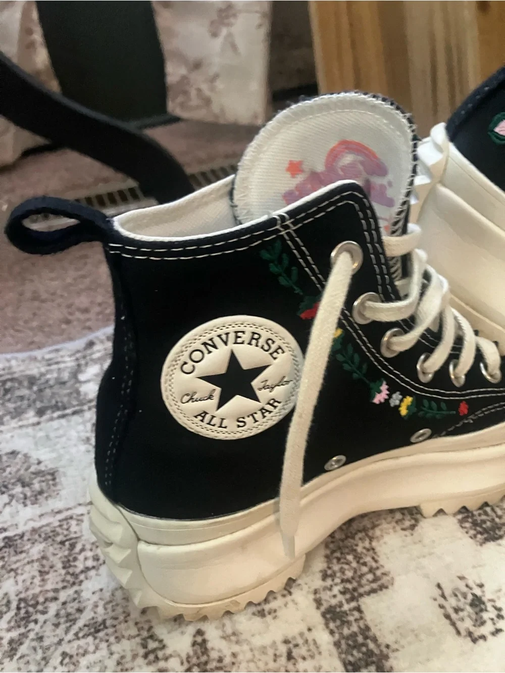 Converse run star hike platform High-Top Sneakers Floral Embroidery